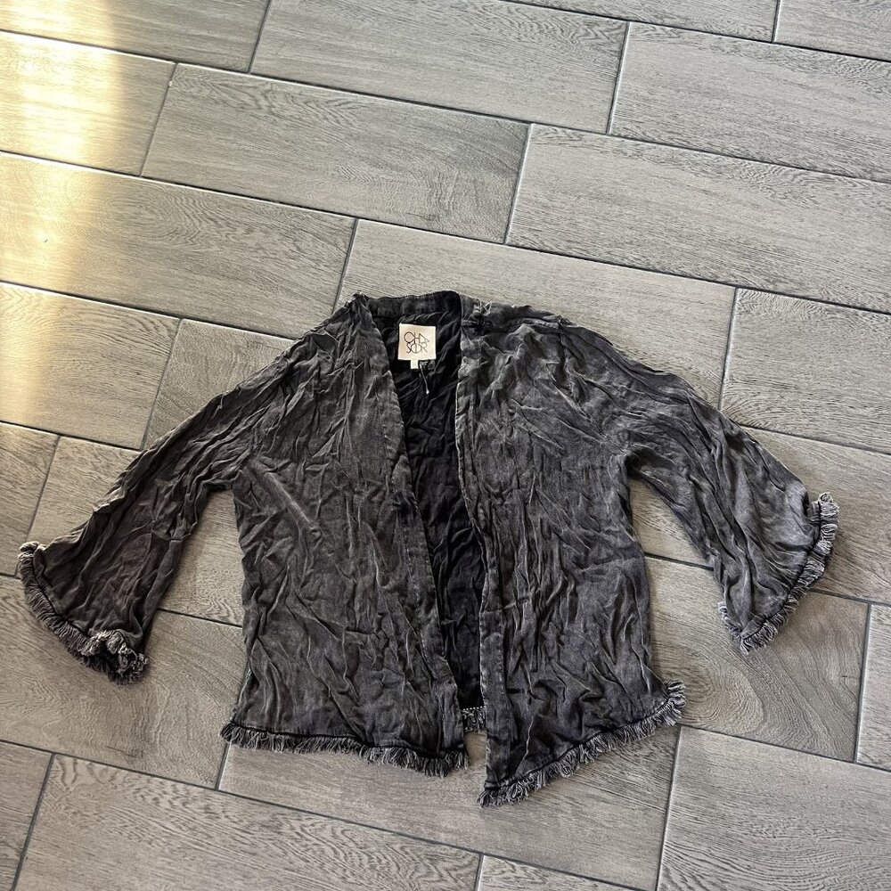 chasor gray open front cardigan fringe NWT Medium (258)